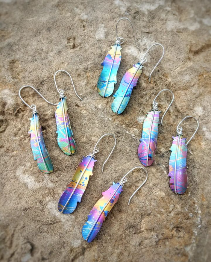 Titanium Feather Earrings