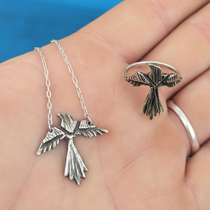 Crow in Flight Pendant