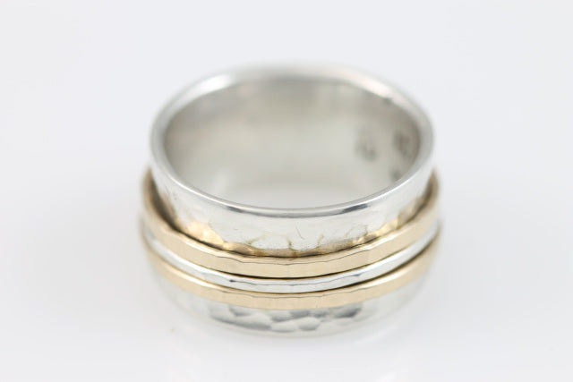 Wide Hammered Meditation Ring