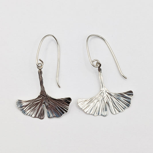 Ginkgo Leaf Earrings – Handcrafted Sterling Silver