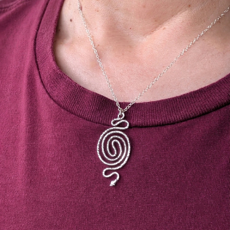 Sterling Silver Snake Maze Pendant Necklace